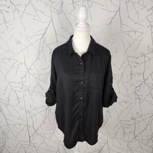 Lola River Black 100% Tencel Button Front Shirt
